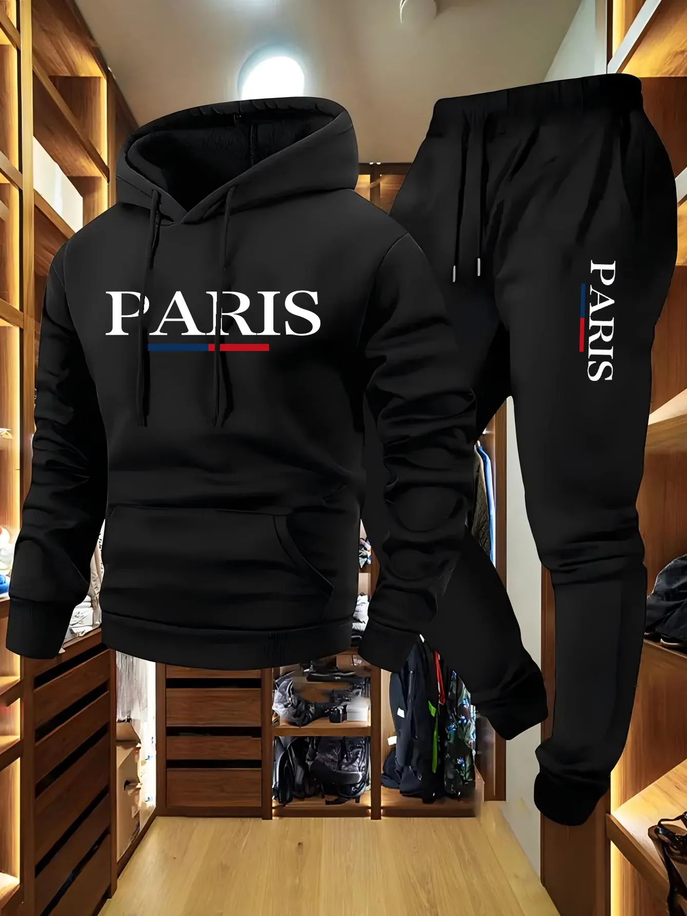 Outdoor Sports Leisure - Hoodie Pria Fashion Set 2 Potong